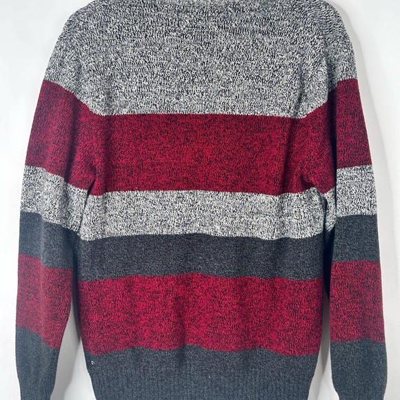 Chaps Sweater Mens Med Red & Gray Pullover Henley Mock Neck - Picture 10 of 15
